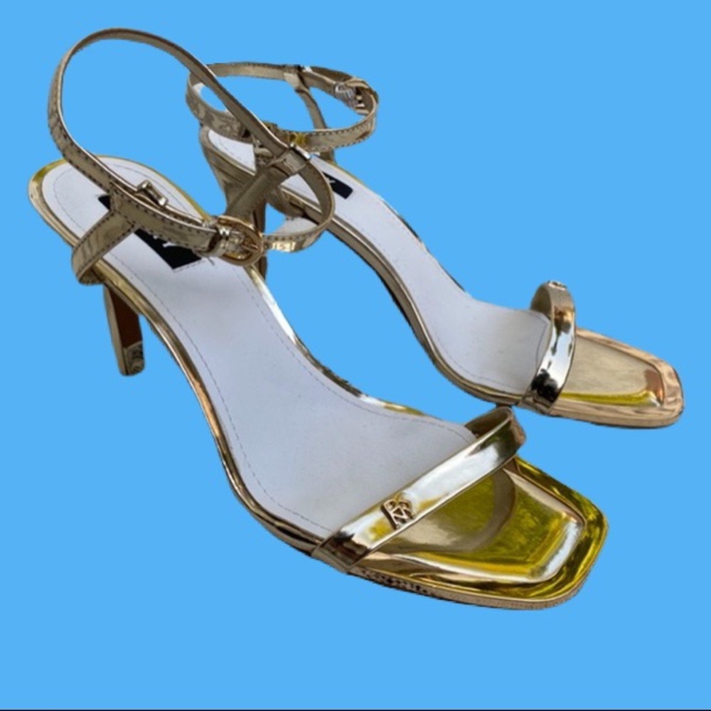 DKNY Metallic Gold Strappy Sandals